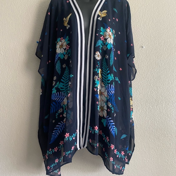 Floral Kimono with Butterfly Design - Picture 1 of 7